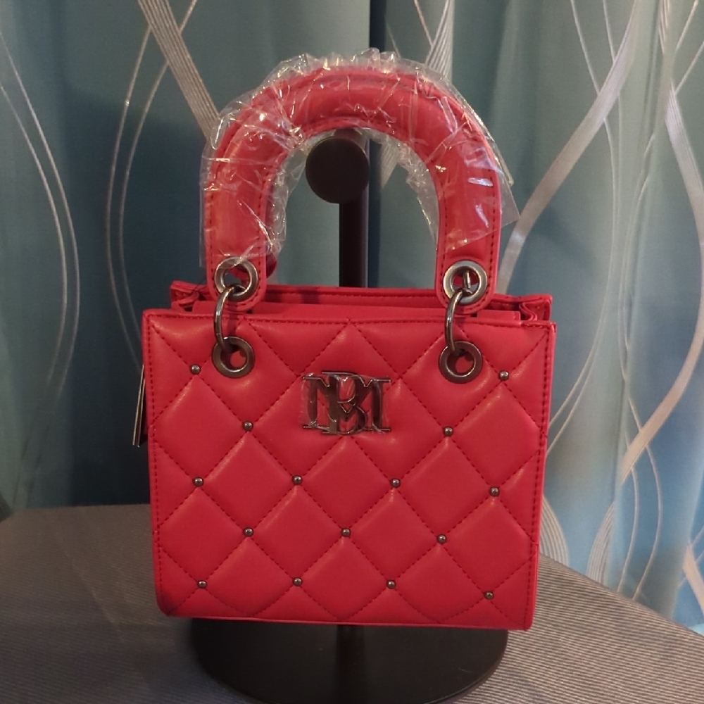 Badgley Mischka Red Quilted Satchel